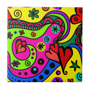 Psychedelic Bohemian Hippie Decorative Tiles