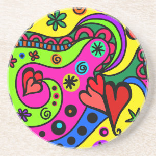 Psychedelic Bohemian Hippie Sandstone Coasters