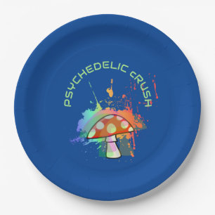Psychedelic Boho Retro Party Amanita Mushroom Paper Plate
