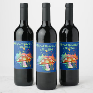 Psychedelic Boho Retro Party Like It's 1969! Wine Label
