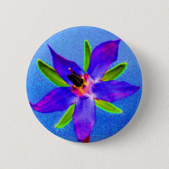 Psychedelic Borage 2 Inch Round Button (Front)