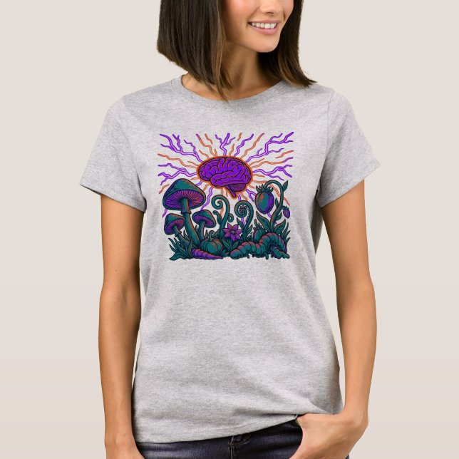 Psychedelic Brain Mushroom Galaxy - Cosmic Mind T-Shirt (Front)