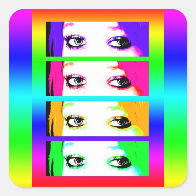 Psychedelic Bright Eyes Square Sticker (Front)