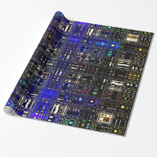 Psychedelic Bright Spot Light Wrapping Paper-Blue Paper
