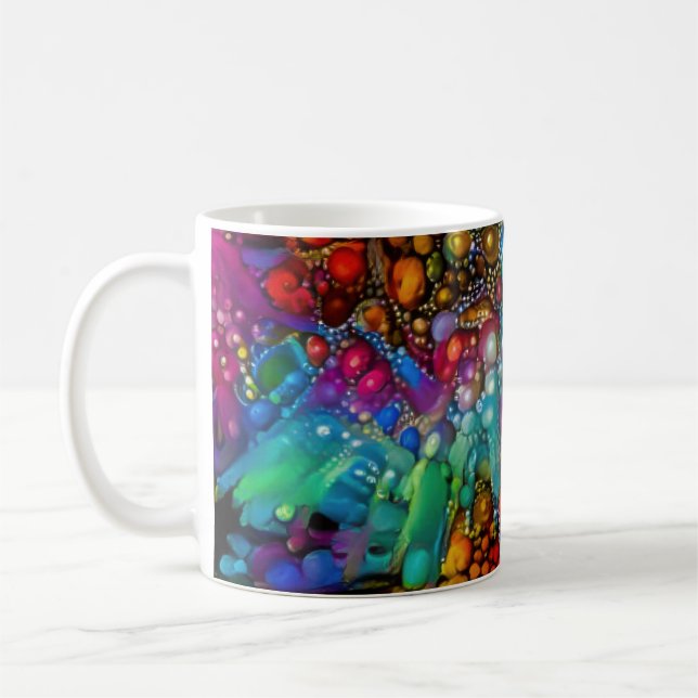Psychedelic Bubble Burst Abstract Daisies  Coffee Mug (Left)