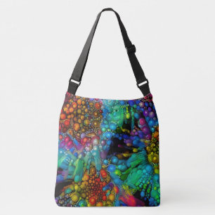 Psychedelic Bubble Burst Abstract Daisies Crossbody Bag