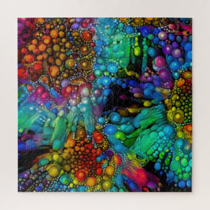 Psychedelic Bubble Burst Abstract Daisies Jigsaw Puzzle