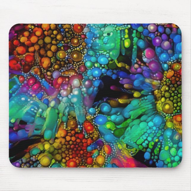 Psychedelic Bubble Burst Abstract Daisies  Mouse Pad (Front)