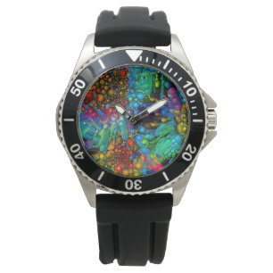 Psychedelic Bubble Burst Abstract Daisies  Watch
