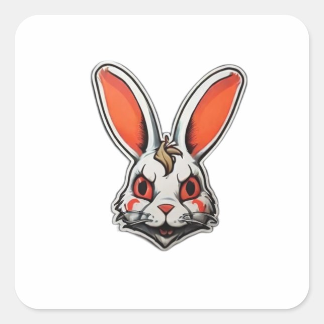 Psychedelic Bunny psycho classic  Square Sticker (Front)