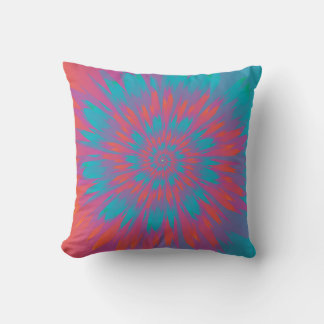 Psychedelic Burst of Colours Throw Pillow