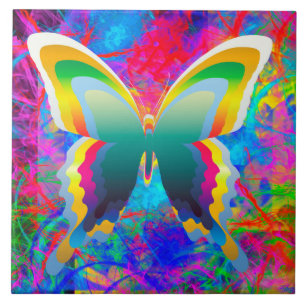 Psychedelic Butterflies Tile