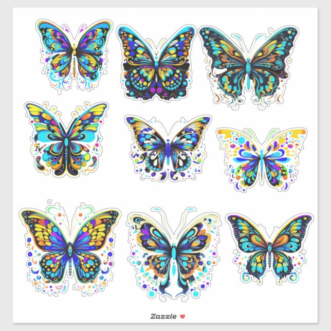 Psychedelic Butterfly Delight Sticker Sheet (Sheet)