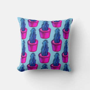 Psychedelic Cactus - Trippy Plant Lover Art Throw Pillow