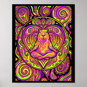 Psychedelic Capyra Yoga Meditation Trippy Zen Art Poster