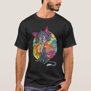 Psychedelic cat Coloured Cat Kitty Trippy Cat Meo T-Shirt