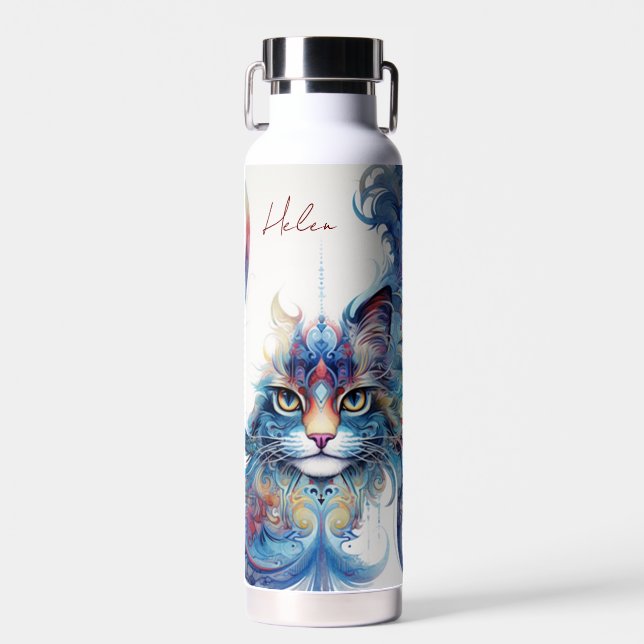 Psychedelic Cat Copper Vacuum Insulated Bottle (Front)