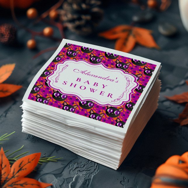 Psychedelic Cat Halloween Baby Shower Napkin (Creator Uploaded)