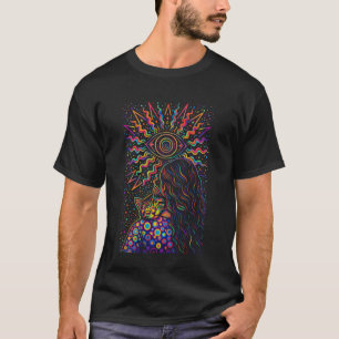 Psychedelic Cat Lady Trippy Hippie Design T-Shirt