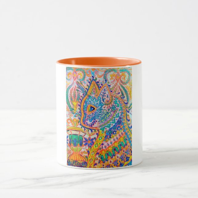 Psychedelic Cat, Louis Wain Mug (Center)