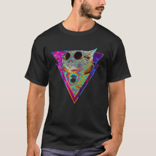Psychedelic Cat Sunglasses Trippy Psytrance Univer T-Shirt