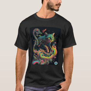 Psychedelic Cat Travelling Through Time and Space T-Shirt
