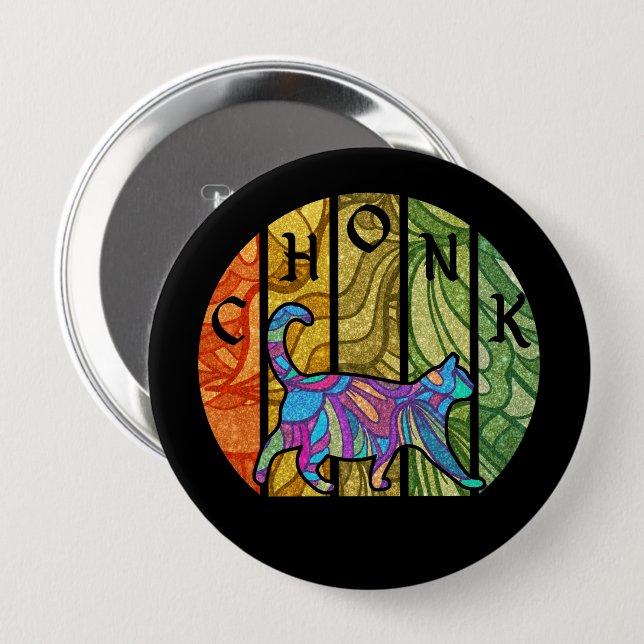 Psychedelic Cat – Trippy Feline Art 4 Inch Round Button (Front & Back)