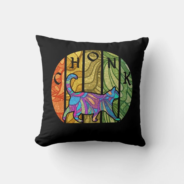 Psychedelic Cat – Trippy Feline Art Throw Pillow (Front)