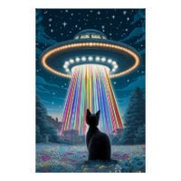 Psychedelic Cat & UFO | Funny Alien Abduction Art