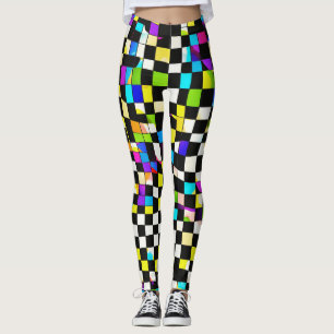 "Psychedelic Checkmate : Trippy À damiers Leggings
