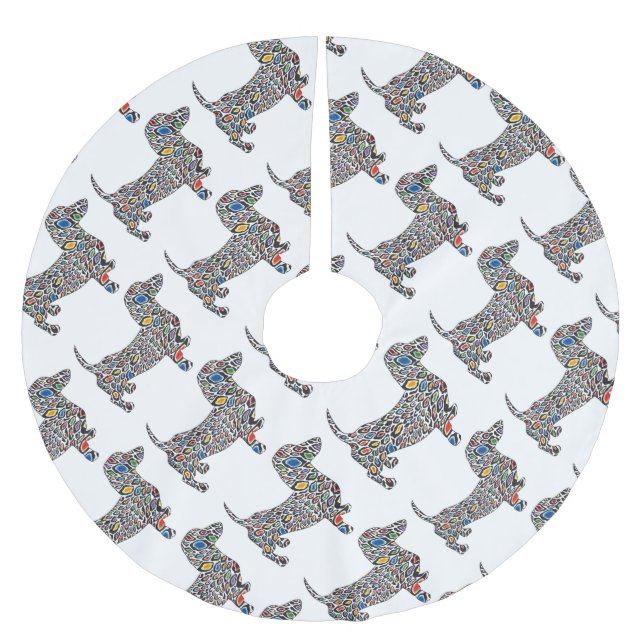 Psychedelic-Cheetah-Doxie Brushed Polyester Tree Skirt (Front)