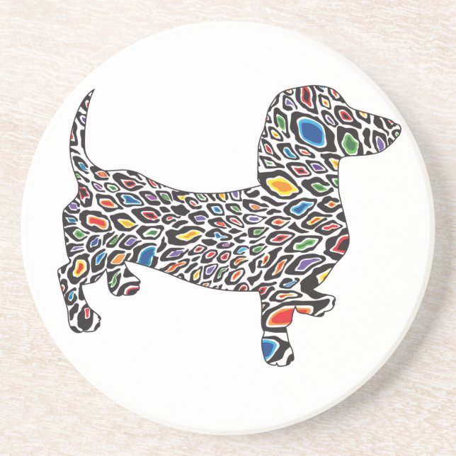Psychedelic Cheetah Doxie Coaster (Front)