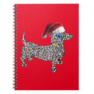Psychedelic-Cheetah-Doxie-Santa Notebook