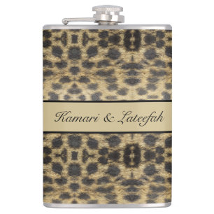 psychedelic cheetah, wild Africa customizable Hip Flask