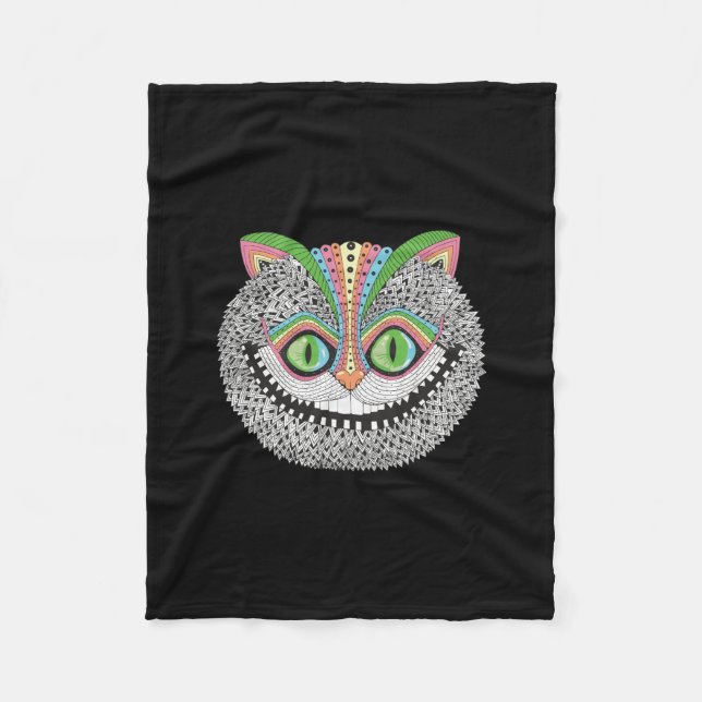 Psychedelic Cheshire Cat Fleece Blanket (Front)