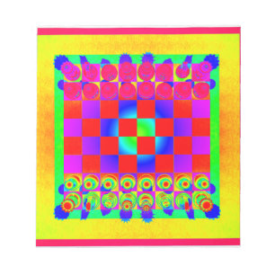 Psychedelic Chessboard and Chess Pieces Notepad