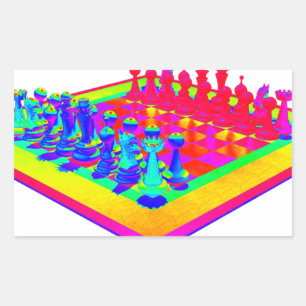Psychedelic Chessboard and Chess Pieces Sticker