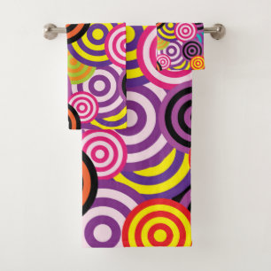 psychedelic circles bath towel set