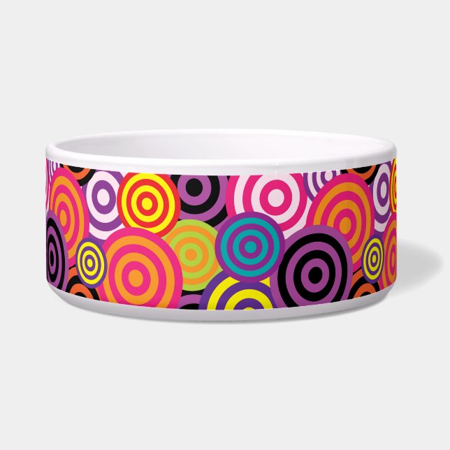 psychedelic circles cat food bowl  (Front)