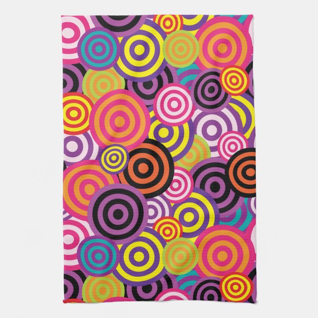 psychedelic circles kitchen towel  (Vertical)