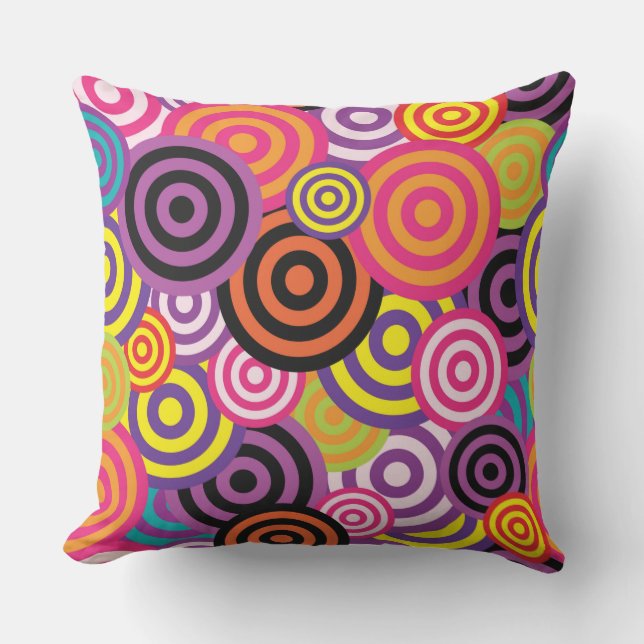 psychedelic circles outdoor pillow  (Front)