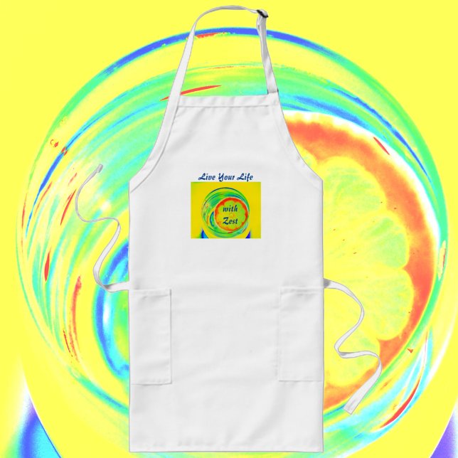 Psychedelic Citrus Live Your Life with Zest Long Apron (Creator Uploaded)
