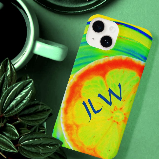 Psychedelic Citrus Pop Art with Initials iPhone Case (Creator Uploaded)