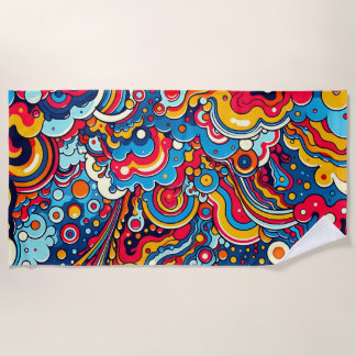 psychedelic colorful graphic beach towel