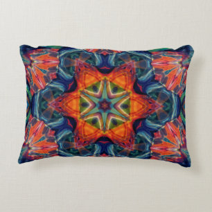 Psychedelic Colorful Kaleidoscope Pattern Accent Pillow