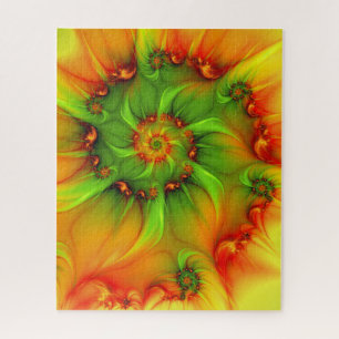 Psychedelic Colorful Modern Abstract Fractal Art Jigsaw Puzzle