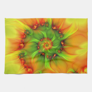 Psychedelic Colorful Modern Abstract Fractal Art Kitchen Towel