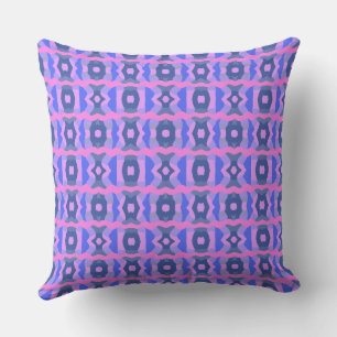 Psychedelic Colour Block Patchwork Pink Purple Blu Throw Pillow