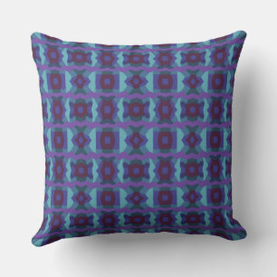 Psychedelic Colour Block Patchwork Purple Teal Throw Pillow