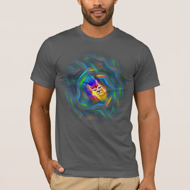 Psychedelic Colour Flow Lynx Portrait T-Shirt (Front)